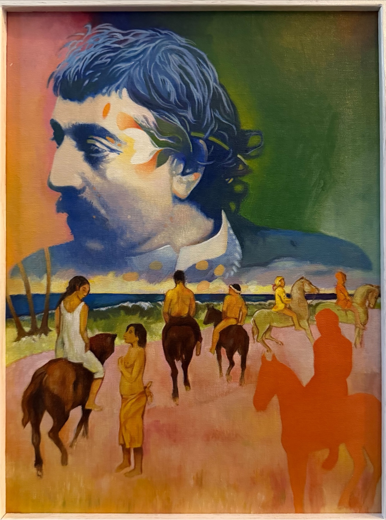 Paul Gauguin nad scénou s koňmi a jezdci.